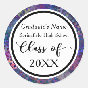Colourful, Modern, Abstract Graduation Celebration Classic Round Sticker