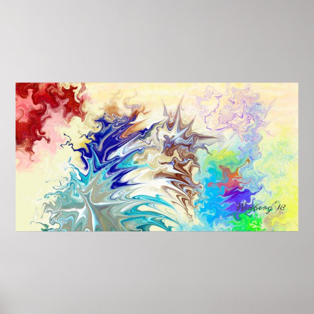 Colourful Modern Abstract Original Art Poster (Front)