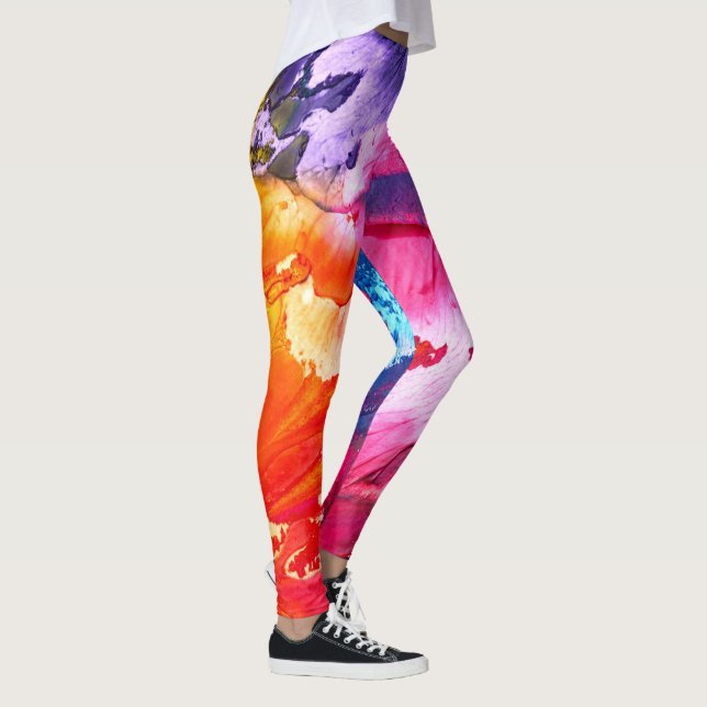 Colourful Modern Abstract Paint Leggings (Right)