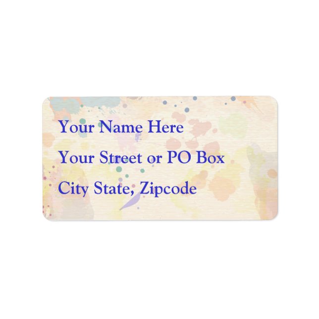 Colourful Modern Abstract Paint Splash Label (Front)
