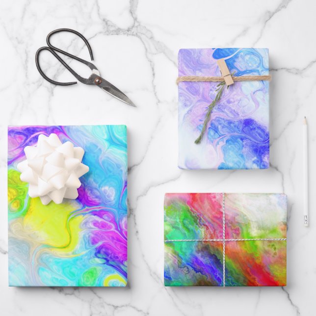 Colourful Modern Abstract Patterns Wrapping Paper Sheet (Front)