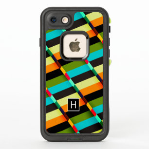 Colourful Modern Abstract Stripes & Monogram