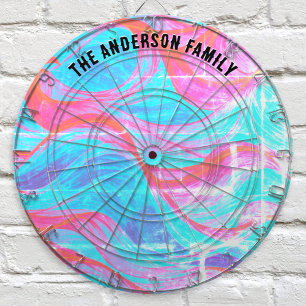 Colourful Modern Abstract Wave Pattern Personalise Dartboard