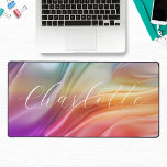 Colourful Modern Abstract Wave Personalised Name Desk Mat<br><div class="desc">Colourful Modern Abstract Wave Personalised Calligraphy Script Name Desk Mat features a colourful modern abstract pattern in purple, pink, orange and green with your personalised name in an elegant modern calligraphy script. Perfect gift for family and friends for birthday, Christmas, Mother's Day, Grandparents, sister, wife, girlfriend, partner, best friends, work...</div>