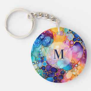 Colourful modern alcohol ink watercolors backgroun key ring