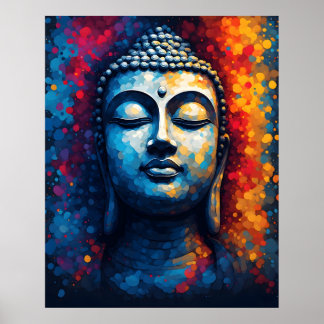 Colourful Modern Art - Divine Lord Buddha Paintin Poster