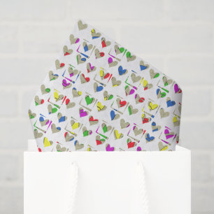 Colourful Modern Art Hearts Tissue Paper