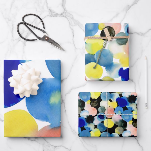 Colourful Modern Art Holiday Wrapping Paper Sheet (Front)