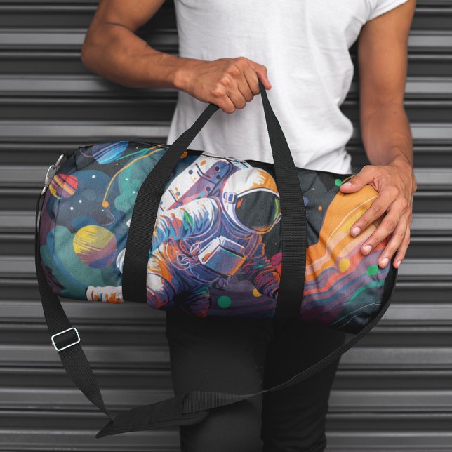 Colourful Modern Astronaut Space Personalised Name Duffle Bag (Creator Uploaded)