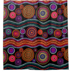 Colourful Modern Australian Dot Art Tribal Pattern Shower Curtain