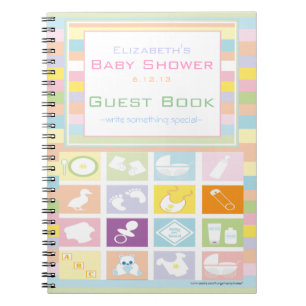 Colourful Modern Baby Shower Guest Book- Notebook