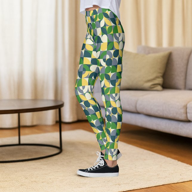 Colourful Modern Bauhaus Abstract Geometric Patter Leggings (Creator Uploaded)