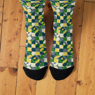 Colourful Modern Bauhaus Abstract Geometric Patter Socks