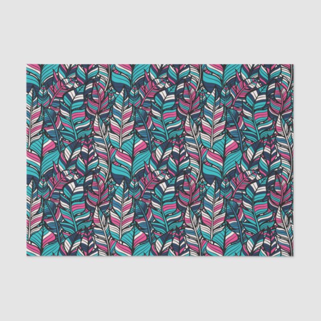 Colourful modern Boho feather seamless pattern Tissue Paper (Front)
