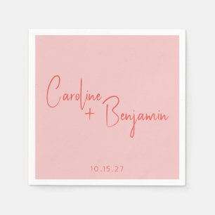 Colourful Modern Boho Pink Red Script Wedding Napkin