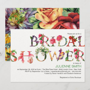 Colourful Modern Botanical Floral Bridal Shower Invitation
