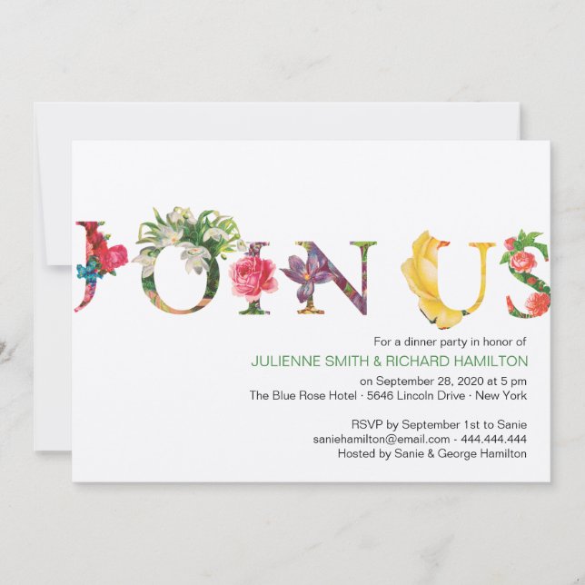Colourful Modern Botanical Floral  Join Us Invitation (Front)