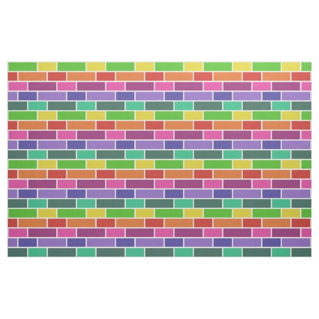Colourful Modern Brick Geometric Pattern Fabric (Fat Quarter)