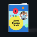 Colourful Modern Bright Photo Name 2nd Birthday Card<br><div class="desc">A bright and colourful birthday card for your child's 2nd birthday. Personalise the design with your own words and a favourite photo of the birthday child.</div>
