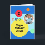 Colourful Modern Bright Photo Name 2nd Birthday Card<br><div class="desc">A bright and colourful birthday card for your child's 2nd birthday. Personalise the design with your own words and a favourite photo of the birthday child.</div>