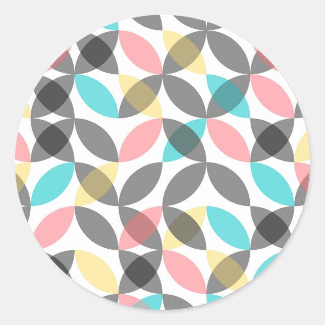 Colourful, modern, cheerful circular geometric classic round sticker (Front)