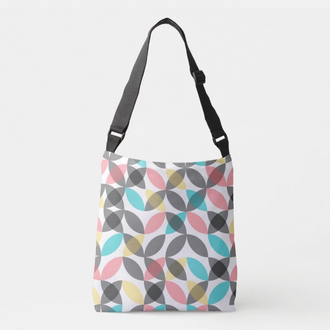 Colourful, modern, cheerful circular geometric crossbody bag (Front)