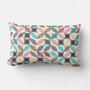 Colourful, modern, cheerful circular geometric lumbar cushion