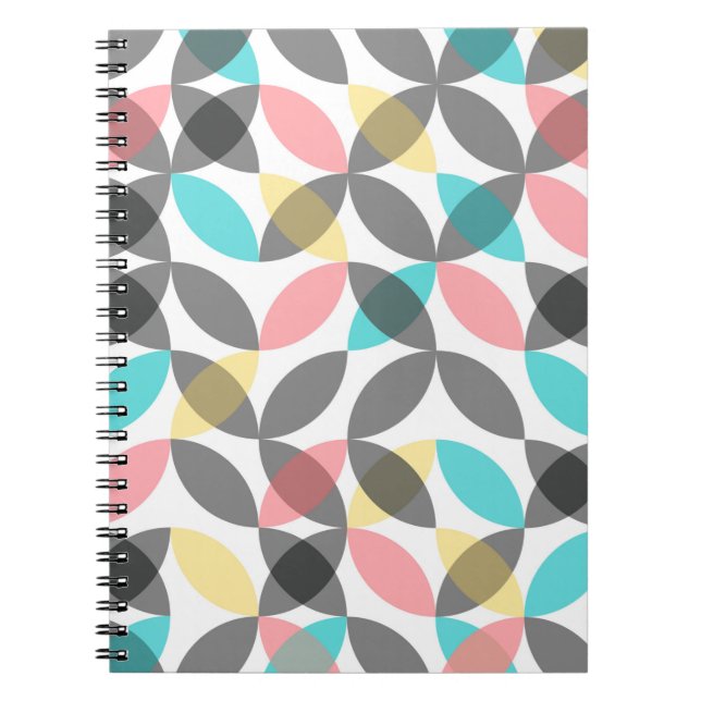 Colourful, modern, cheerful circular geometric notebook (Front)