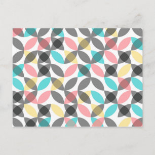 Colourful, modern, cheerful circular geometric postcard