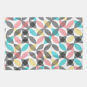 Colourful, modern, cheerful circular geometric tea towel