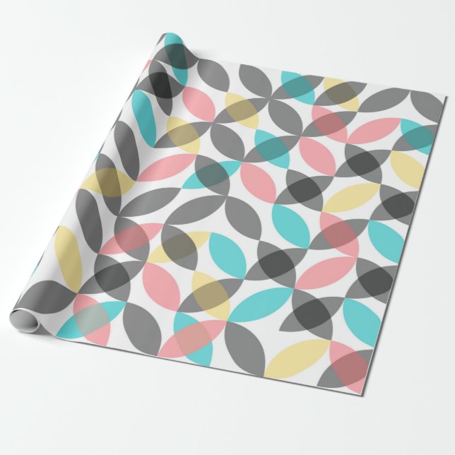 Colourful, modern, cheerful circular geometric wrapping paper (Unrolled)