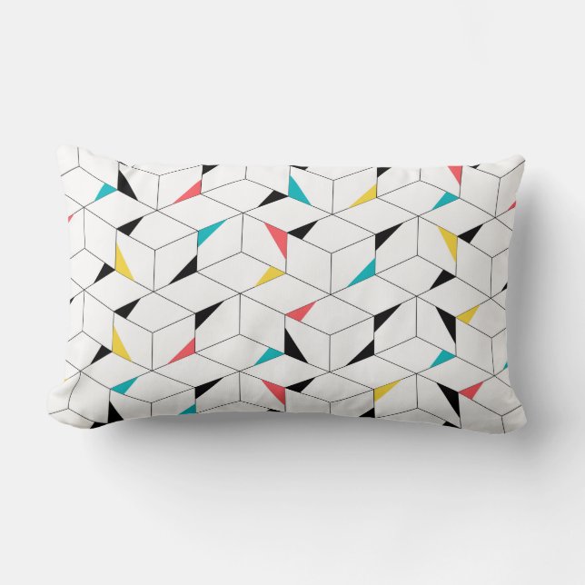 Colourful, modern, cheerful, trendy happy cubes lumbar cushion (Front)
