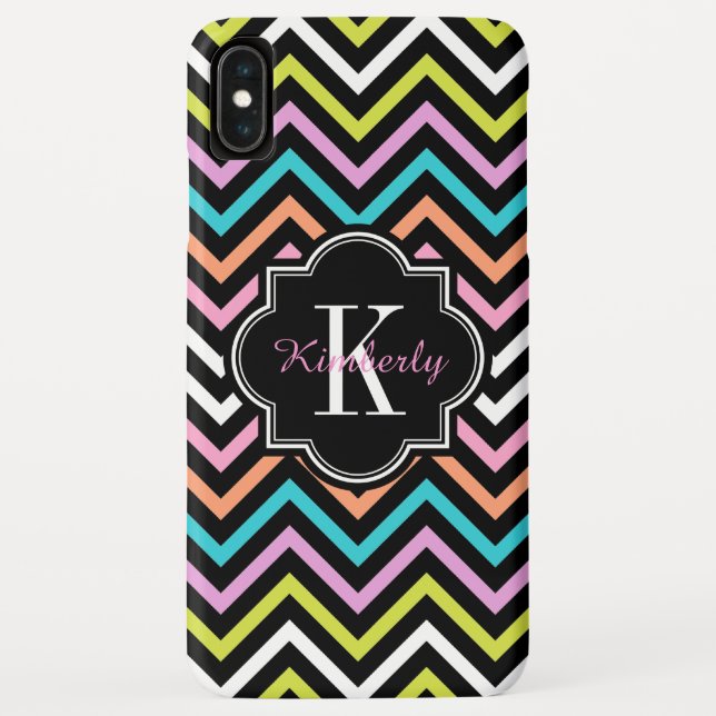 Colourful Modern Chevron Black Monogram Case-Mate iPhone Case (Back)