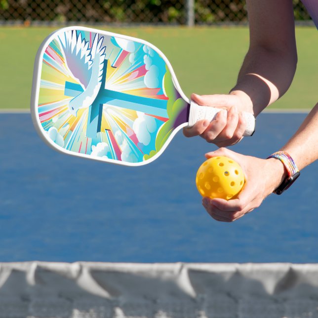 Colourful Modern Christian Pickle ball Paddle (Insitu)