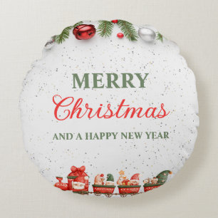 Colourful Modern Christmas Day Best Round Pillow 