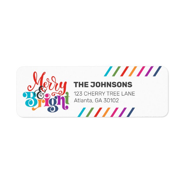Colourful Modern Christmas Family Photo Holiday Return Address Label (Front)