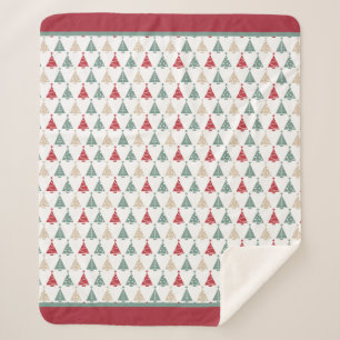 Colourful Modern Christmas Tree Pattern Sherpa Blanket