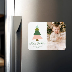 Colourful Modern Christmas Tree Photo Magnet