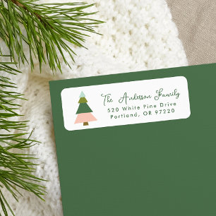 Colourful Modern Christmas Tree Return Address Label