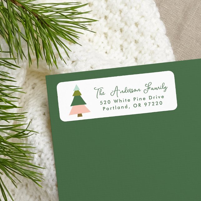 Colourful Modern Christmas Tree Return Address Label (Creator Uploaded)