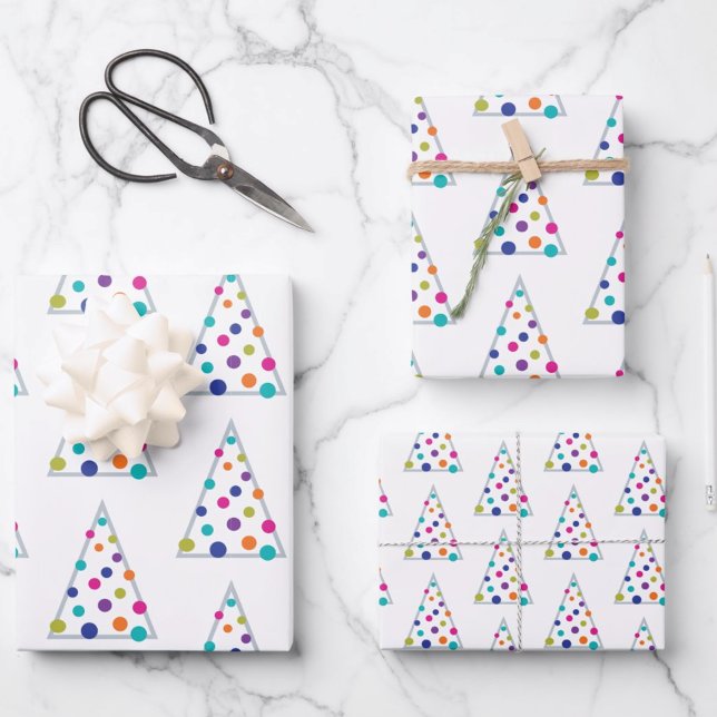 Colourful Modern Christmas Tree Wrapping Paper Sheet (Creator Uploaded)