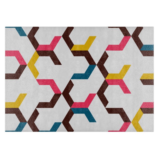 Colourful, modern, cool trendy chevron arrow shape cutting board (Front)