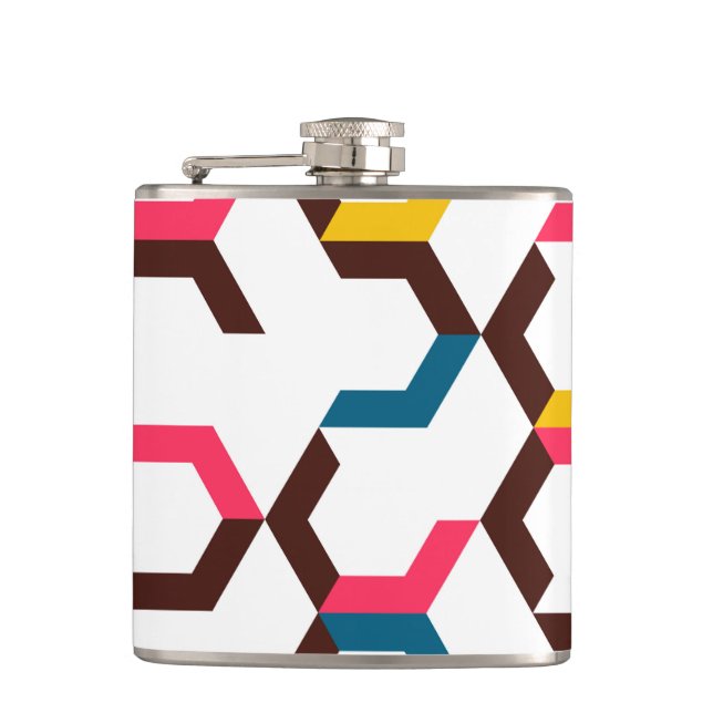 Colourful, modern, cool trendy chevron arrow shape hip flask (Front)