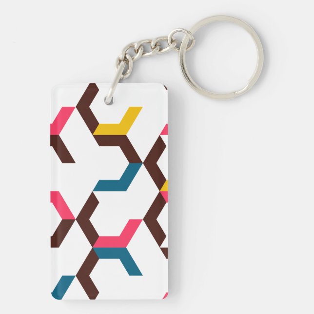Colourful, modern, cool trendy chevron arrow shape key ring (Back)