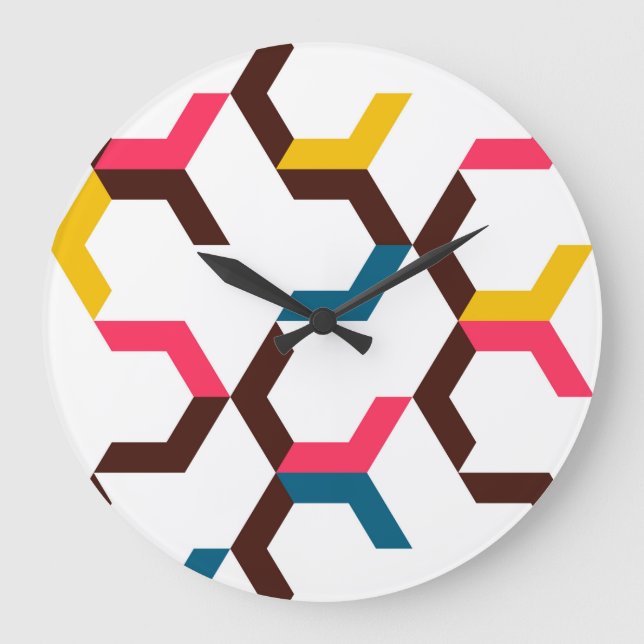 Colourful, modern, cool trendy chevron arrow shape large clock (Front)