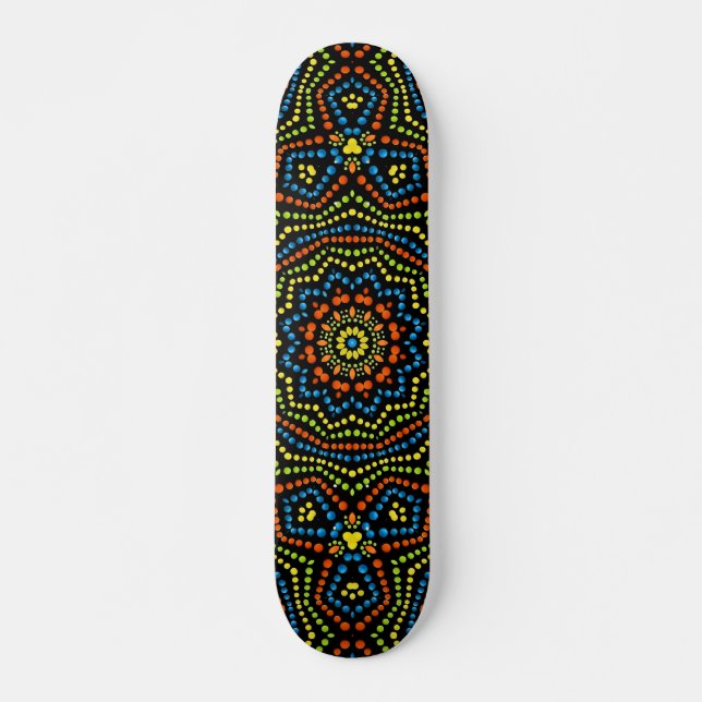 Colourful Modern Cool & Trendy Dot Art Skateboard (Front)
