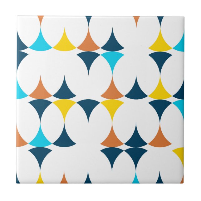 Colourful, modern, cool, trendy geometric shapes ceramic tile (Front)