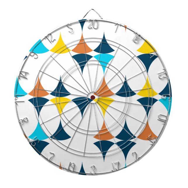 Colourful, modern, cool, trendy geometric shapes dartboard (Front)