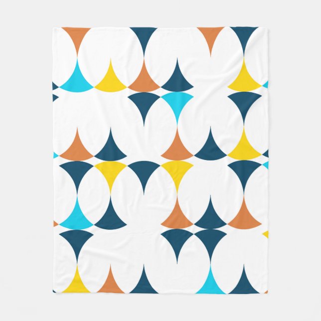 Colourful, modern, cool, trendy geometric shapes fleece blanket (Front)