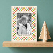 Colourful Modern Crisscross Photo Folded Greeting